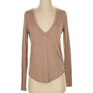 FP We The Free Deep V-Neck Long Sleeve Top - Rose Quartz